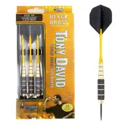 12pc Formula Sports Tony David 25g Black Brass Barrel Darts w/ Case Steel Points