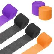6 Roll Crepe Paper Streamers Decor Black,Orange,Dark Purple