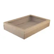 1x Disposable Cardboard Catering Grazing Box w Window Kraft Brown 450x310x80mm