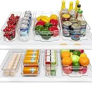 Village O Yara’ [8 Pcs Set] Clear Plastic Fridge Organiser Bins for Kitchen Storage & Organisation – Stackable Food Storage Baskets, Pantry Organiser – Drawer Organiser for home storage & organisation