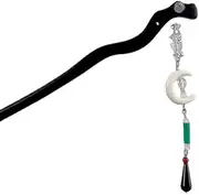 1 Pcs Chinese Hair Sticks,Vintage Wooden Hairpin Handmade Hair Chopsticks with Moon Pendant,Classic Hair Fork Hair Accessories for Women Girls
