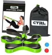 Stretching Strap with Loops - Non Elastic Stretch Band 12 Loops - Light Green