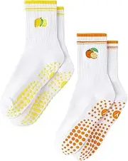 [Yawlsow] Pilates Grip Socks for Women Yoga Grippy Socks Cute Barre Non Skid Sticky Sock Workout Hospital