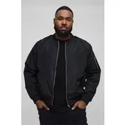 Mens Black Plus Lightweight Ma1 Oversized Bomber Jacket