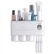 Toothbrush Holders with 3-4 Cups Automatic Toothpaste Dispenser Kit(3 Cups 1 Dra