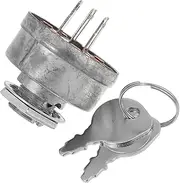 Lawn Mower Start Switch Starter Switch for Tractor Ignition Lock Mower Switch Panel Ignition Switch for Tractor Lawn Mower Switch Starter Start Ignition Switch Metal Silver