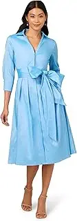 [Adrianna Papell] Women's Taffeta Shirt Midi Dress