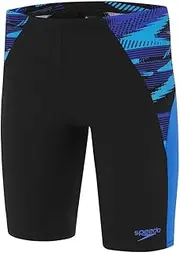 [Speedo] Men's END+ MAX Splice Jammer, Black/Cobalt Pop, 34