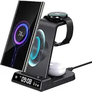 Wireless Charger for Samsung Galaxy S25 Ultra, 3 in 1 Wireless Charging Station Compatible with S24/S23/Z Fold 4, Watch Charger for Galaxy Watch 7/6/5/4, Buds (Only for Samsung Watch)