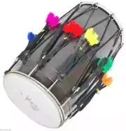 Bhangra Mango Wood Punjabi Dhol Black Surface Free Padded with Cover