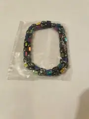 Color Block Geometric Magnetic Therapy Ankle Bracelet X2 New In Bag