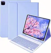Keyboard Case for iPad Pro 13 Inch (2024) - Soft TPU Protective Case with Pencil Holder and Bluetooth Magnetically Detachable Keyboard for iPad Pro 13 (Purple)