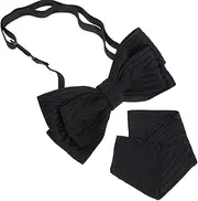 Ipetboom 1 Set Receive Flowers Ties for Men Boys Bowtie Boy Bow Tie Suit Pocket Handkerchief Black Tie for Men Mens Black Tie Men Tie Adjustable Bow Ties Polyester Men's Pocket Square 6cm