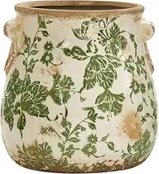 6.5in. Tuscan Ceramic Green Scroll Planter