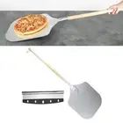 MagiDeal Alloy Pizza Peel Long Wooden Handle Pizza Cake Lifter Transfer Paddle