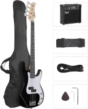 Full Size Electric Bass Guitar Beginner Kit 4 String with AMP, Cable, Strap, Bag