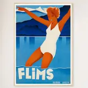 Galrie Stunning Vintage Travel Poster of Flims, Switzerland European Art Print Art Décor, Wood Frame, A4 21 x 30cm (8 x 12inch)