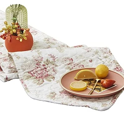 DaDalogy Bedding Cottage Roses Quilted Floral Dining Table Runner - 13" x 72"