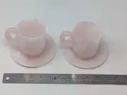 Hand Carved Rose Quartz Teacup And Saucer Set Single Service