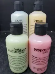 4 PHILOSOPHY SHAMPOO SHOWER GEL BATH Peppermint/ Cucumber/ Lemon/ Snow Angel