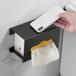 304不銹鋼抽紙架 免打孔廁所紙巾架架衛生間壁掛擦手紙工程手機架