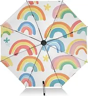 [PDZRMY] Art Colors UV Protection Travel Umbrella Compact for Rain and Sun - Auto Open and Close UPF 50+ Windproof Portable 46” Sun Umbrella for Women and Men