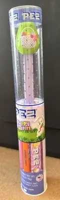 PEZ *Spring Easter - Green Egg & Basket Of Eggs* Dispenser & 7 Candy NEW!