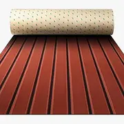 BOSSDECK Boat Flooring - EVA Foam Boat Decking - Self-Adhesive Boat Mat Faux Teak Marine Carpet for Boats RV Yacht Kayak 86.6"x21.7", Dark Brown with Black Lines