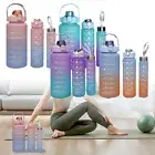 3x Sports Water Bottle Travel Drinking Leakproof Bottle BPA Free 2L With Straw