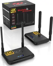 PAKITE Wireless HDMI Transmitter and Receiver 4K, HDMI Loop-Out, IR Remote Ex...