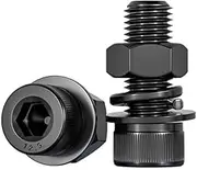 M6 x 14mm 20 Pcs Class 12.9 High Strength Cylindrical Head Bolts Flat Washer Nuts Sets Socket Cap Cup Head Internal Hex Combination Screws