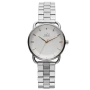 Adi Women's Silver-Tone Stainless Steel Quartz Watch with Rose Gold Accents 35mm