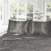 Single Size Grey 1000TC Silk Silky Feel Satin Sheet Set