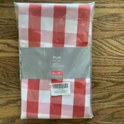 Atlas Tablecloth Red & White Checkered Round 90” Polyester Washable