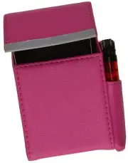 Hot Pink Leather CIGARETTE Hard Case Regular 100's Lighter Holder Men Lady