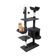 Sir John's Gifts 140 cm Pet Cat Tree Scratching Post Tower House-Dark Grey