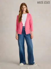 White Stuff Pink Naria Cotton/Linen Mix Cardigan (AD4735) | $113