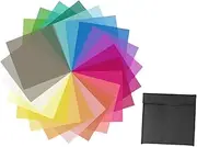 ZGUZMCMK 22Pcs Gel Filter Colored Correction with Storage Bag Color Film Colored Sheets for Flashlight Reading LED Photography Lamp