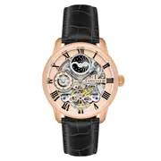 Earnshaw Black Leather Rose Gold Dial Men's Automatic Watch - ES-8006-0E