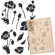 Reusable PLASTIC STENCIL Template // 43x64cm or 59x95cm // FLOWERS - POPPIES
