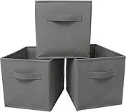 [HAPPYNEST] Storage Box Set of 3 - Perfect Fit for Ikea Pax - Sturdy Fleece Organiser - Cupboard Organiser System with Handles - Ideal for Wardrobe, Grey, 10 L, Foldable