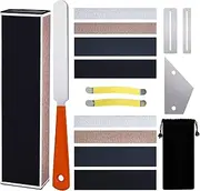 Guitar Luthier Tool Set Including Guitar Fret Crowning File, Fret Leveling Beam Sanding Leveler Beam, Fret Rocker, Fingerboard Guards, String Spreaders and Replacement Sanding Papers for Guitar Bass