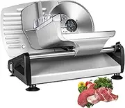 200W Electric Meat Slicer with Dual 19cm Blades - Adjustable Thickness 0-15mm Deli Slicer for Home Use, Commercial-Grade Safety with Food Pusher for Cheese, Bread, Ham, Vegetables