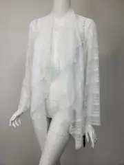 ALFANI White Textured Meshy Gauzy Draped Open Front Jacket sz 4X NWT $89.50