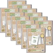 eco-eco A5 Size 50 Percent Recycled 60 Pocket Clear Presentation Display Book, Storage Case Portfolio Art Folder with Plastic Sleeves, Pack of 12, eco131x12
