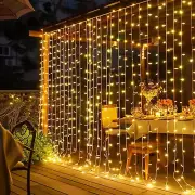300 LED Curtain String Lights, Christmas Fairy Lights for Bedroom with 8 Lightin