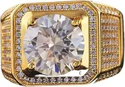 [LOEXZAH] 5 Carat Moissanite Promise Ring Solitaire Gold Diamond Wedding Band 925 Sterling Silver with 18K White Gold Plated D Color VVS1 Clarity Round Cut Moissanite Rings for Men