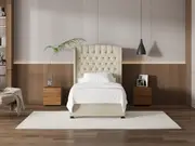 My Style Winged Headboard & Slimline Base - King Single / Batiste Nougat / Standard Base