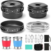 PCS TMKOOL Camping Cookware Mess Kit Outdoor Hiking Backpacking Picnic Cooking Bowl Non Stick Pot