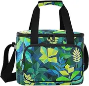 Geometric Abstract Leaf Summer Large Capacity Cooler Bags with Zipper for Hot/Cold Food Insulated Grocery Bags for Travel Lunch Camping Beach